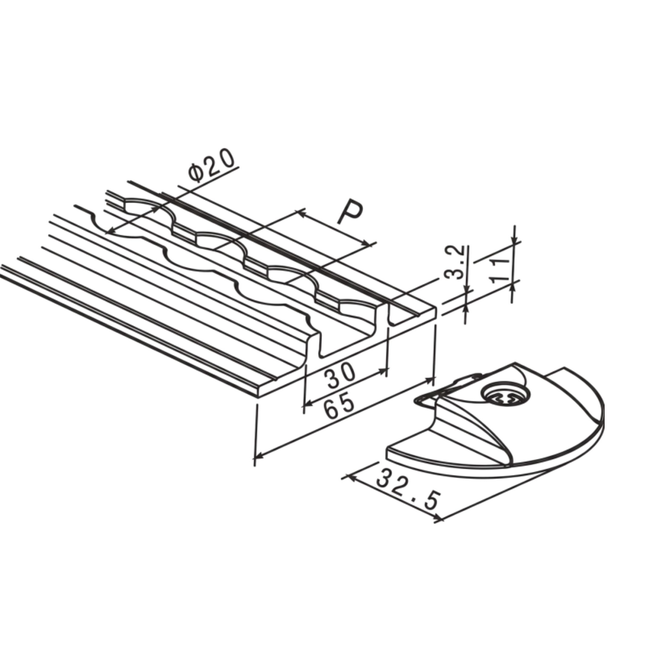 Airlineschiene Standard flansch-bemasst